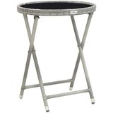  5-dijelni vrtni bistro set od poliratana i kaljenog stakla sivi | shoptok.hr