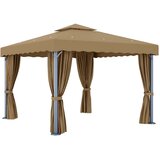  Sjenica sa zastorom 3 x 3 m smeđe-siva aluminijska | shoptok.hr