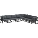 vidaXL Sjedeća garnitura za vrt 8 pcs Crna 353 x 283 x 71 cm Aluminij | shoptok.hr