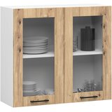 AKORD Oliwia Kuhinjska Vitrinska Omarica, 2 Vrata, Bela/Hrast Artisan, (5000333089) | Shoptok.si