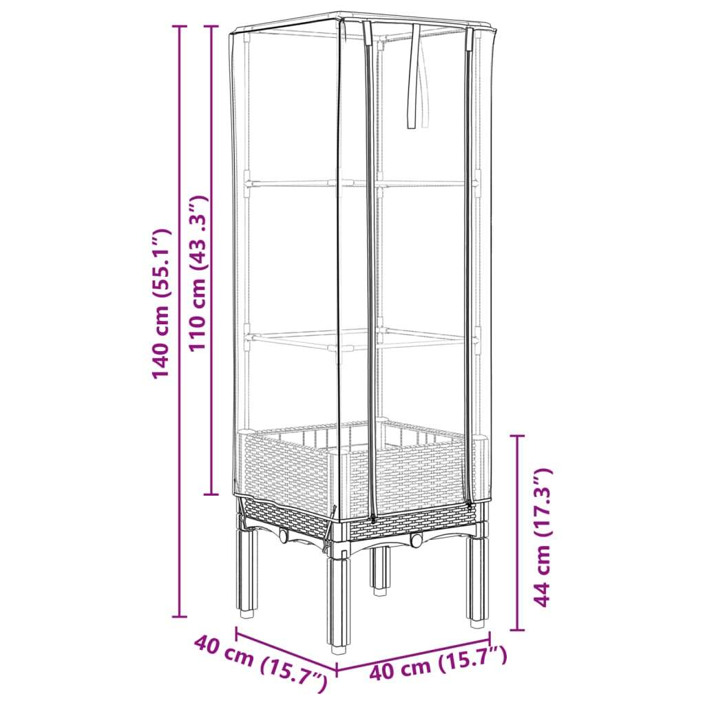  Povišena gredica s pokrovom za staklenik 40 x 40 x 140 cm | shoptok.hr