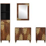  Set ormarića za kupaonicu 4 pcs Medeno smeđa Čvrsto drvo manga | shoptok.hr