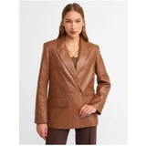 Dilvin 6939 Faux Leather Jacket-camel