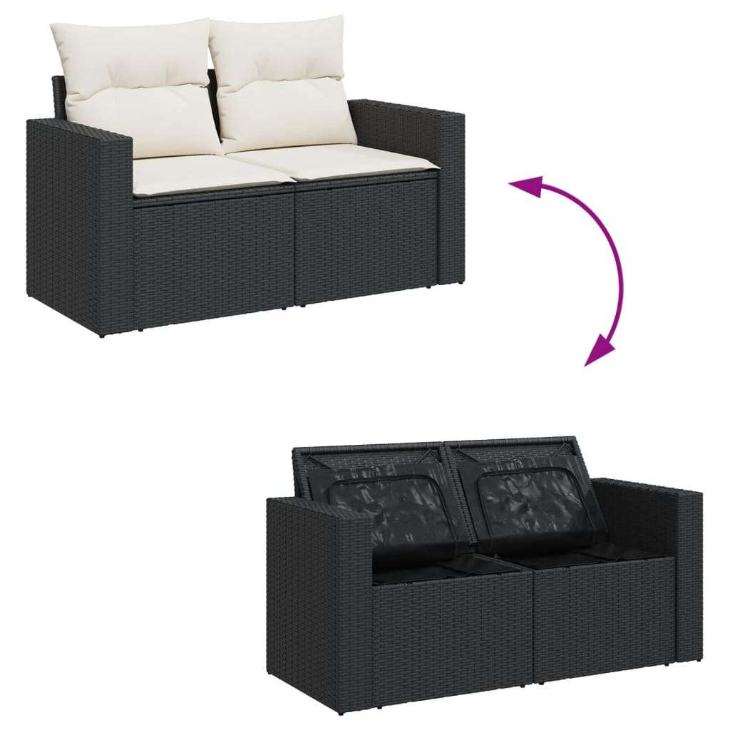  8-dijelni set vrtnih sofa od poliratana s jastucima crni | shoptok.hr