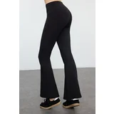 Trendyol Black Waist Slimming Flare Leg Yoga Knitted Sports Leggings