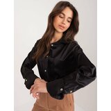 Fashion Hunters Black loose classic shirt with button fastening cene