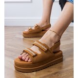 D/CEO Caramel sandals with embroidered straps on a platform Jenisej | Shoptok.si