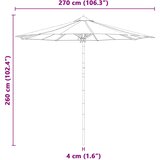 Vrtni suncobran Krem bijela Ø 270 x 260 cm bambus | Eponuda.ba