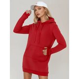 DStreet Bluza damska długa z kapturem oversize TIMMY czerwona | shoptok.hr