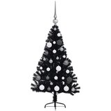 vidaXL Umjetna preddekorirana božićna jelka Črna 120 cm PVC | Shoptok.si