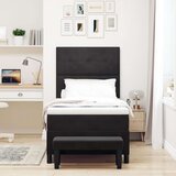  Krevet s Kutnom Oprugom s Madracem i Klupicom Crni 90x190 cm Pliš | shoptok.hr