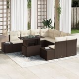 vidaXL 9-dijelni set vrtnih sofa s jastučićima smeđa PE ratan Cijene