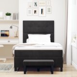  Krevet s kutijom s madracem i klupom Crna 120x190 cm Baršun | shoptok.hr