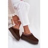 Boto Low Women's Snow Boots with Embroidery on Platform Chocolate Narirya | Shoptok.si