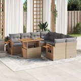  9-dijelni set vrtnih sofa s jastucima bež od poliratana | shoptok.hr
