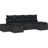  Sjedeća garnitura za vrt 6 kom. Crna poliratan 294 x 117 x 85 cm | Shoptok.si