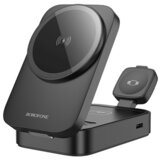 Borofone BQ38 Sharp 3-u-1 bežični punjač od 15 W crne boje | Shoptok.si