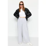Trendyol Gray Thick Extra Wide Leg High Waist Knitted Sweatpants