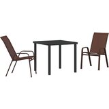  Vrtni set za objed 3 pcs Smeđa Textilene i čelik | shoptok.hr