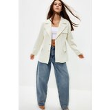 Trendyol White Oversize Lined Woven Blazer Jacket Cene