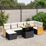 Maison Chic Seti vrtnega pohištva - Vrtna garnitura - Vrtni pohištvo set 8-delna z blazinami črn poli ratan, (21798768) | Shoptok.si