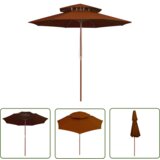  The Living Store Dvojni senčnik z lesenim drogom terakota 270 cm - Senčnik, (21742334) Cene