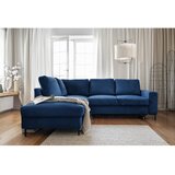 Miuform Temno modra raztegljiva kotna sedežna garnitura iz rebrastega žameta (levi kot) Lofty Lilly – | Shoptok.si