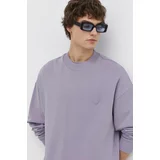 Hugo Blue Bombažen pulover moška, vijolična barva