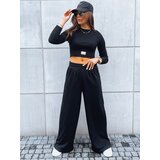 DStreet Zestaw damski spodnie wide led i crop top z długim rękawem ASTRAL ALLURE czarny | Shoptok.si