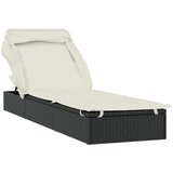 LEŽAJ za sunčanje sklopivi krov crni 213 x 63 x 97 cm poliratan | Eponuda.ba