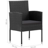  5-dijelni vrtni blagovaonski set od poliratana crni | shoptok.hr