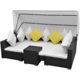  7-dijelni vrtni lounge set s baldahinom poli ratan crni | Eponuda.com