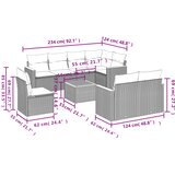 9-dijelni set vrtnih sofa s jastucima crni od poliratana | shoptok.hr