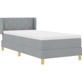  Postelja z vzmetnico z vzmetnico Svetlo siva 100 x 200 cm blago, (5000126109) | Shoptok.si