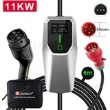 Tip 2 EV električni avtomobilski polnilni kabel – enofazni 11 kW, nastavljiv tok, LCD zaslon, prenosni polnilnik 6 m z vtičem CEE 16A IP67 APP, (22122927)