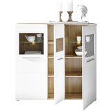 Hom`in VISOKA KOMODA, bela, barve hrasta | Shoptok.si