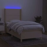  Krevet box spring s madracem LED krem 100x200 cm od tkanine | shoptok.hr