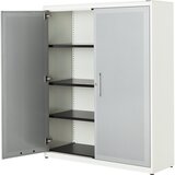 mauser Omara s krilnimi vrati, akustični učinek, VxŠxG 1516 x 1200 x 432 mm, 3 police, čista bela / aluminijasto siva | Shoptok.si
