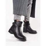 Shelvt Black low-heeled ankle boots decorated with stripes | shoptok.hr