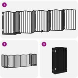 vidaXL Ograda za pse z vrati zložljiva 9 panelov črna 450 cm les | Shoptok.si