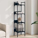 Police za knjige 4 razine crne 35x30x138 5 cm konstruirano drvo | shoptok.hr