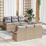 vidaXL Set vrtnih sofa od 7 dijelova s jastučićima u bež poli ratan akaciji | shoptok.hr