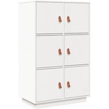 Maison Chic Visoka omara - Komoda - Predalnik bela 67x40x108,5 cm trdna borovina, (21719925) Cene