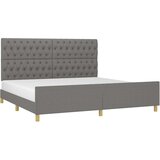  Posteljni okvir z vzglavjem temno siv 200x200 cm blago, (20736252) | Shoptok.si