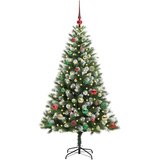 vidaXL Umjetna jelka s pantenom i pahuljicama Zelena i bijela 150 cm | shoptok.hr