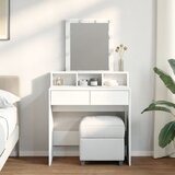  The Living Store Toaletna mizica z LED lučkami bela 80x41x144,5 cm - Toaletna Mizica, (21496044) Cene