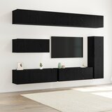vidaXL 7-delni set TV omaric na steni črni hrast inženirski les | Shoptok.si