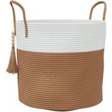  The Living Store Košara za shranjevanje rjava in bela Ø40x35 cm bombaž - Košara Za Shranjevanje, (21448151) | Shoptok.si