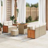  8-delni vrtni sofa set z blazinami Bež Poli ratan Akacija Cene