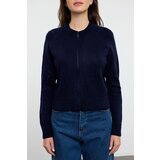 Trendyol Navy Blue Soft Texture Zippered Knitwear Cardigan | Shoptok.si